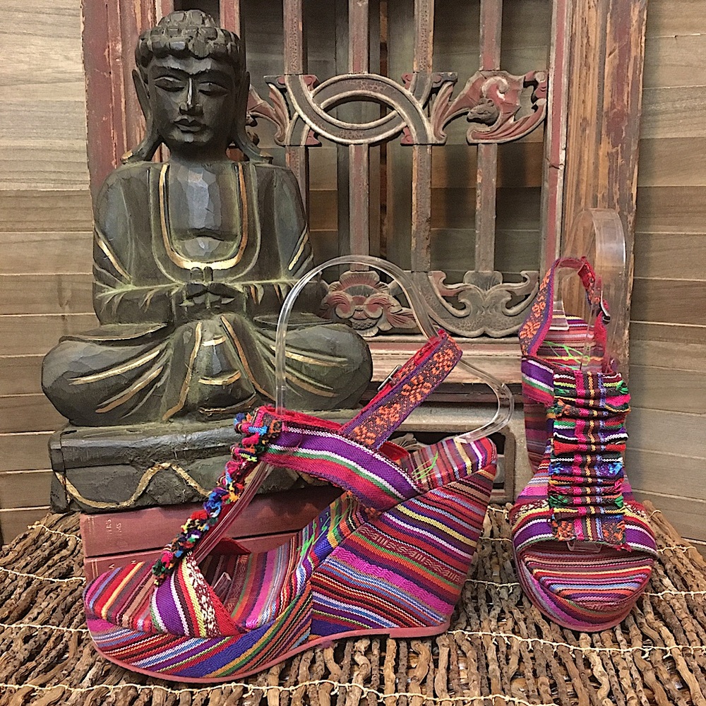 Blowfish Timo Multi-Color Wedges With Open Toe, S… - image 6